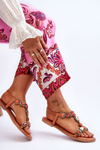 Suede Flat Sandals With Stones Orange Dallas