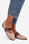 Women's Ballerinas With Straps Beige Deliora