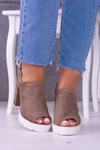 Lu Boo Suede Stiletto Sandals Khaki Emare