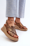 Women's sandals made of eco leather on platform and wedge copper Vaiara
