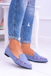 Lu Boo Blue Lords Iridescent Jetted Suede Spike Lords