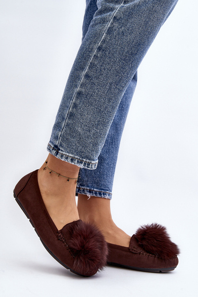 Women's Moccasins With Fur Brown Novas