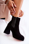 Suede Boots On Massive Heel Laura Messi 2519 Black