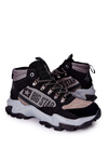 Buty Trekkingowe Skórzane Wiązane Big Star Czarno-Szare II174203
