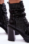 Leather Massive Boots With Heel Spikes Black Cadabra