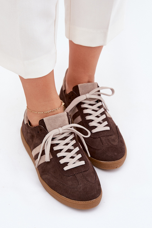 Zazoo N1068 Suede Low Sneakers Women's Chocolate
