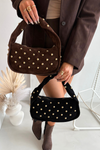 Bag Made of Natural Suede With Decoration Chocolate Julisse