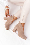 Suede Boots On A Post With A Cut-out Exquisite 1243 Beige