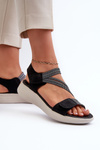 Women's Comfortable Black Velcro Sandals Eladora