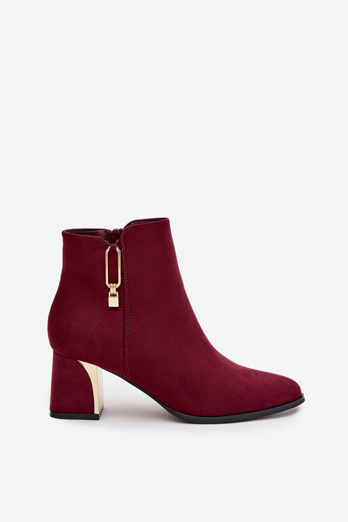Women's heeled ankle boots with gold details Bordeaux Kalivra