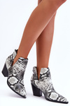 Women's Snake Booties with Cutouts Black and White Caderina