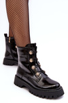 Women's Quilted Boots with Ornamental Buttons D&A MR870-51 Black