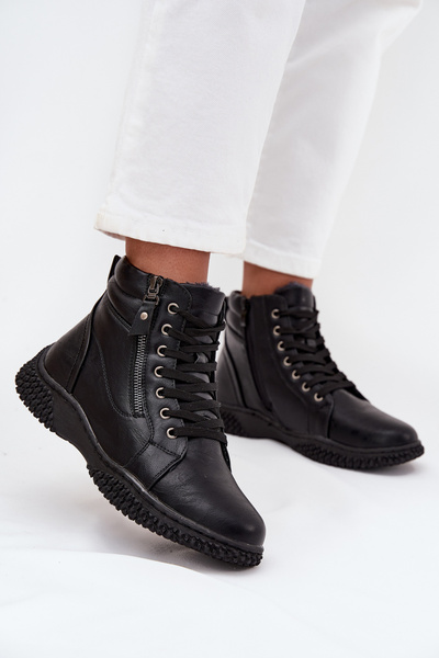 Women's Boots with Warm Lining Made of Eco Leather Black Ulverina