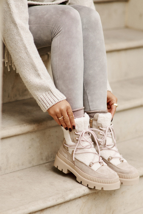 Boots With Fur Shearling Beige Merilana