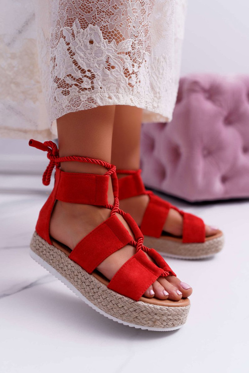 Women's Platform Sandals Suede Red Ergola