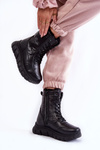 Women's Lace-up Snow Boots On The Platform Black Anubi