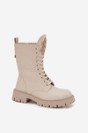 Insulated ankle boots workers with decoration beige Kelilea
