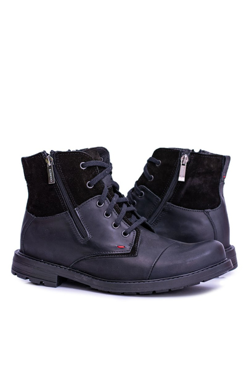 Warmed Leather Men's Boots With Zips Black KOMODO 871