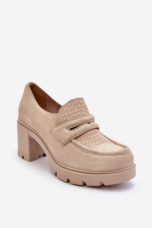 Suede Chunky Heel And Platform Shoes Light beige Arabell 