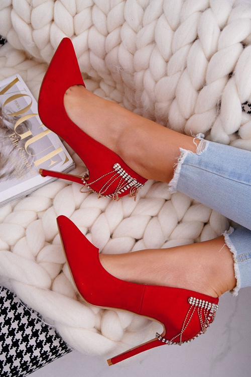 Women's Red Suede Party Stilettos Pacardo