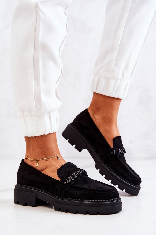 Suede Loafers Letters La.Fi 210001B-SU Black