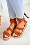 Women's Platform Sandals Tied Camel La Favorite