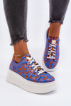 Buty Sportowe Skóra Platforma Maciejka 06191-06 Niebieskie