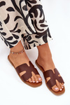 Women's Flat Sandals With Cutouts Dark Brown Salyra