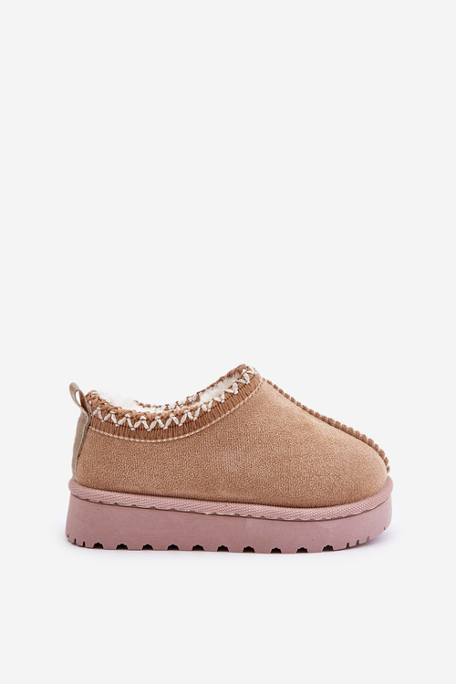 Botki Śniegowce Ocieplane Futerkiem Platforma Beżowe Vilabria