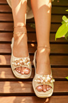Women's Sandals with Decorations S.Barski KV27-004 Beige