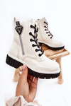 Lacquered Warm Boots With Zipper White Marcella