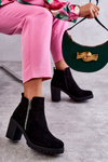 Suede Boots On High Heels With A Zipper Black Sevione