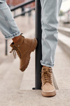 Women's Fleece-Lined Suede Trapper Boots Beige Jailina