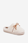 Furry slippers with bow ecru Minella