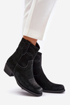 Women's Suede Cowboy Ankle Boots With Low Heel Insulated Sergio Leone BT284-S Black