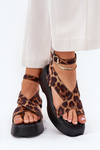 Women's Platform And Wedge Sandals In Leopard Print Brown Tenzorus