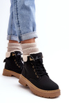 Women's Leather Trappers with Fur Black Lynnvia