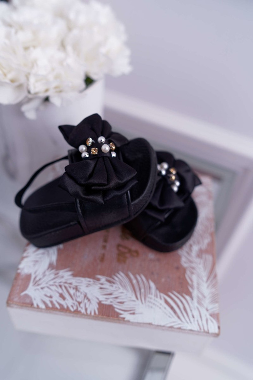 Children's Rubber Flip Flops With Bow Tie Black Senari