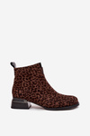 Ankle boots made of natural suede with leopard print D&A JC52-852 Brown