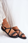Flat Sandals With Decorative Straps Vinceza 17379 Black