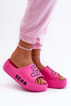 Women's Foam Slides on Chunky Sole with Bear Fuchsia Lamira