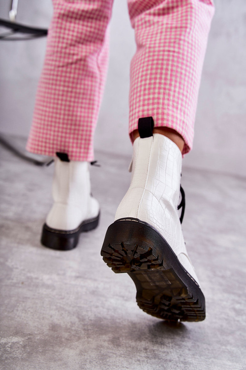 Women's Warm Snakeskin Boots White Salma