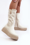 Women's Wool Leather Boots Cream Bayla