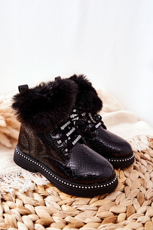 Children's Boots Insulated With Fur Black Rosea