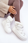 Women's Snow Boots with Platform and Lace-up White Fleure
