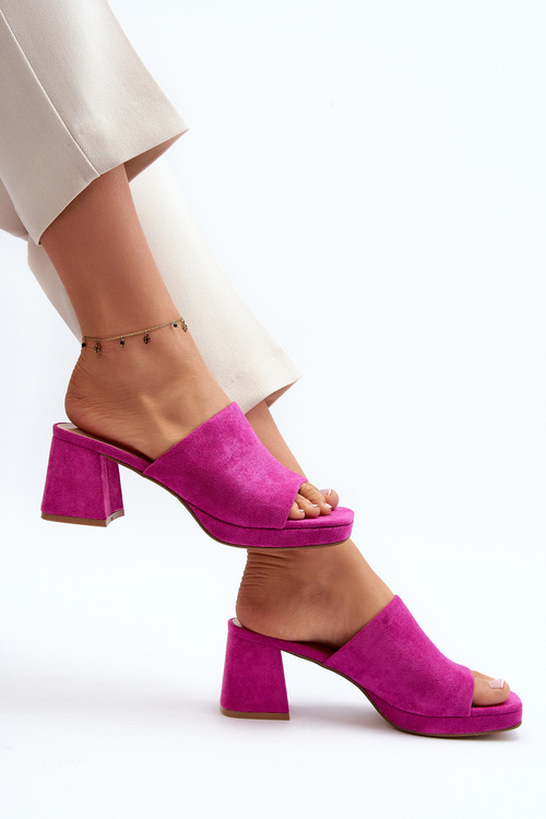 Klapki Damskie Obcas Fuksja Bralya TU256P