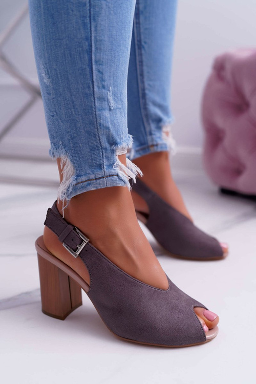 Women's Suede Sandals Dark Grey Celian