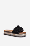 Women's Platform Sandals Adorned with Flowers Black Nodina
