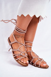 Women's Sandals Laced Beige Negros