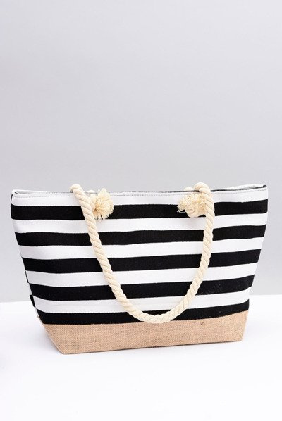 Women's Black Large Navy Beach Handbag